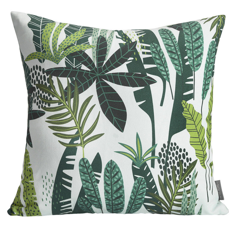 Cotton Cushion Covers | White & Green | Set of 2