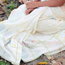 Handblock Print Saree | Cotton Saree With Unstitched Blouse | Cream