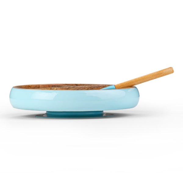 Wooden Plate and Spoon Set | Blue | 350 ml