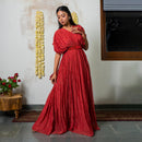 Chanderi Silk Dress | Embroidered Belt | Red