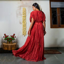 Chanderi Silk Dress | Embroidered Belt | Red