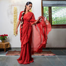 Chanderi Silk Saree | Embroidered Blouse | Red