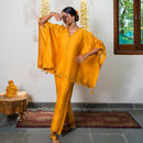 Chanderi Silk Kaftan Set | Mustard