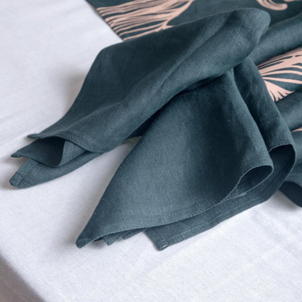 Hemp Table Linen Set | Tablet Mats | Napkins | Dark Green