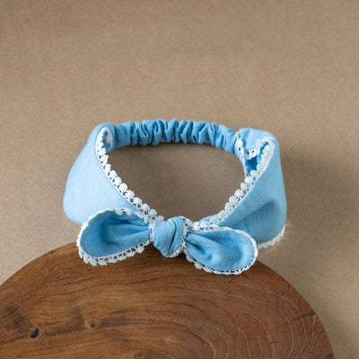 Hairband for Baby Girl & Kids | Organic Cotton Lace | Light Indigo