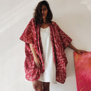 Summer Jacket for Women | Cotton Printed Kimono | Maroon | Free Size