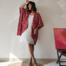 Summer Jacket for Women | Cotton Printed Kimono | Maroon | Free Size