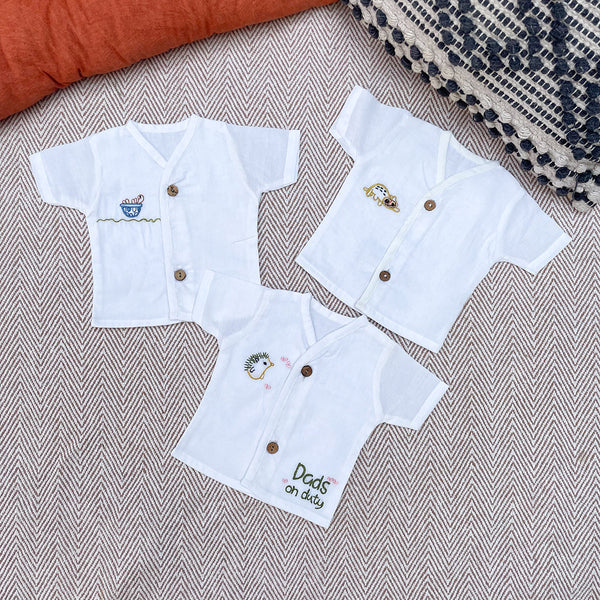 Cotton Baby Jablas | Premature Baby Clothes | Embroidered | Set of 3