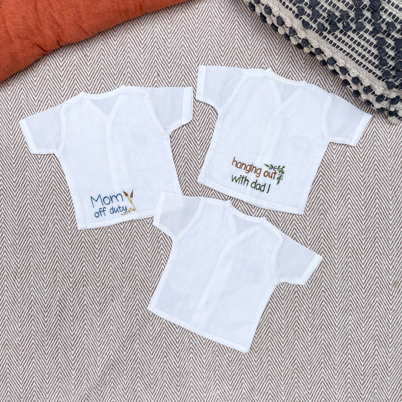 Cotton Baby Jablas | Premature Baby Clothes | Embroidered | Set of 3