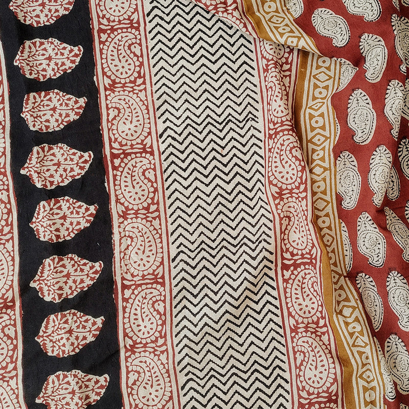 Mulmul Cotton Saree | Dabu Hand Block Print | Brick Red