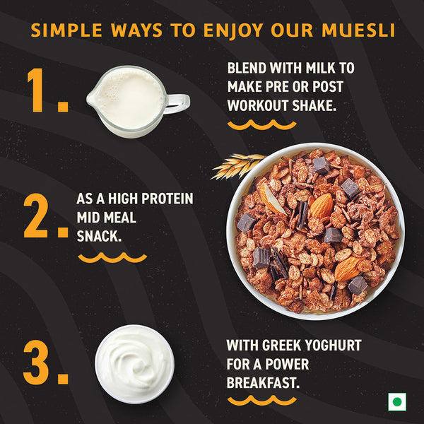 Bagrry's Muesli | Chocolate Muesli | Whey Protein | Breakfast Cereal | 500 g