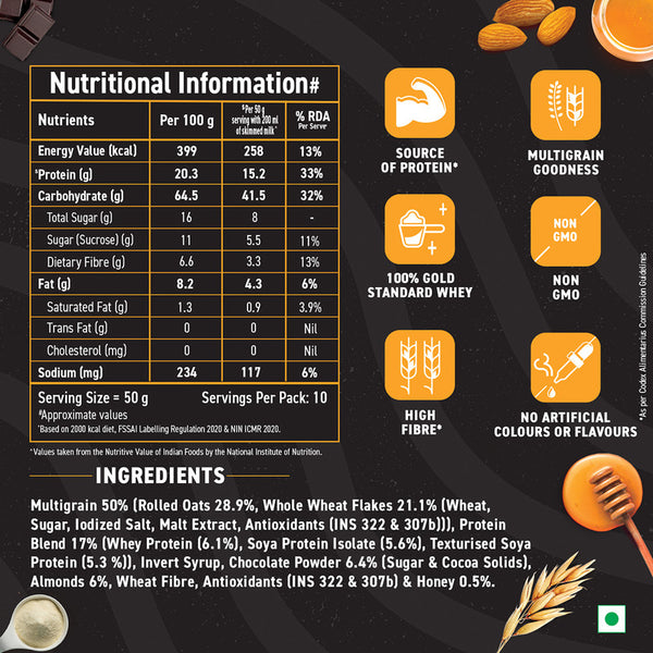 Bagrry's Muesli | Chocolate Muesli | Whey Protein | Breakfast Cereal | 500 g