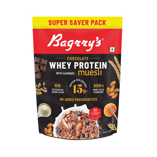 Bagrry's Muesli | Whey Protein | Chocolate Flavour | Protein Rich | Breakfast Cereal | 750 g