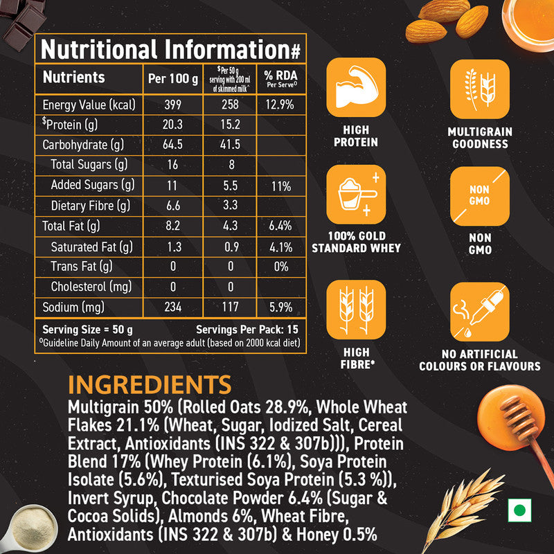 Bagrry's Muesli | Whey Protein | Chocolate Flavour | Protein Rich | Breakfast Cereal | 750 g