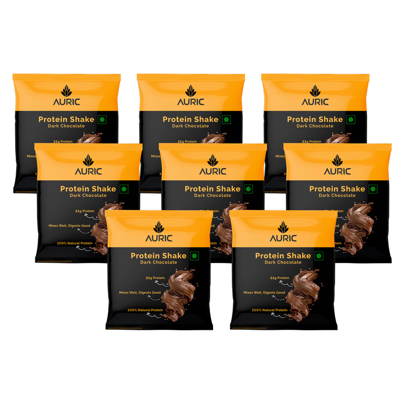 Auric Vegan Protein Powder | 21g Protein & 6g BCAA | Dark Chocolate 8 Sachets