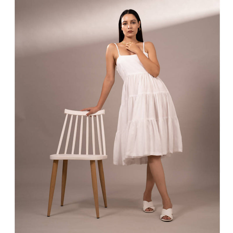 Handcrafted Tencel Twill Dress | White