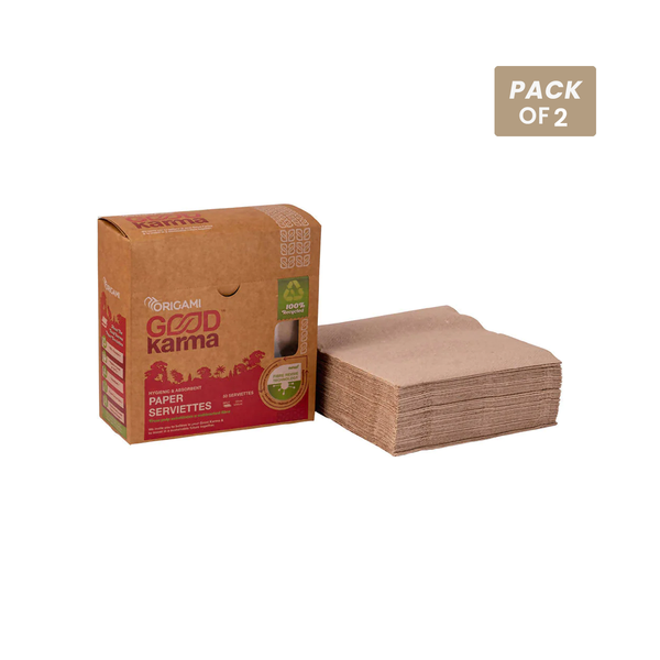 Paper Serviettes | Recycled | 1 Ply Unbleached | 100 Pull-Pack of 2