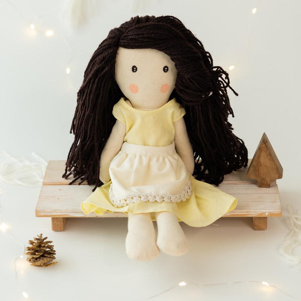 Cotton Rag Doll for Kids | Soft Toy Doll | Brown & Yellow