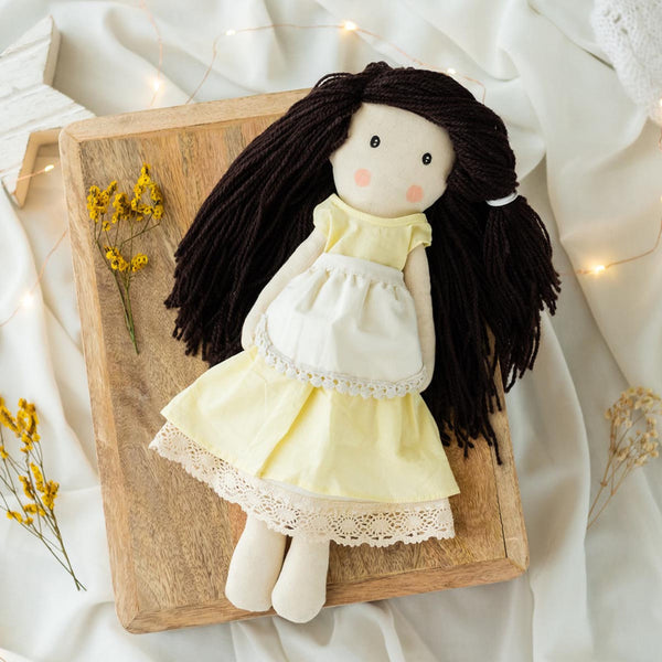 Cotton Rag Doll for Kids | Soft Toy Doll | Brown & Yellow