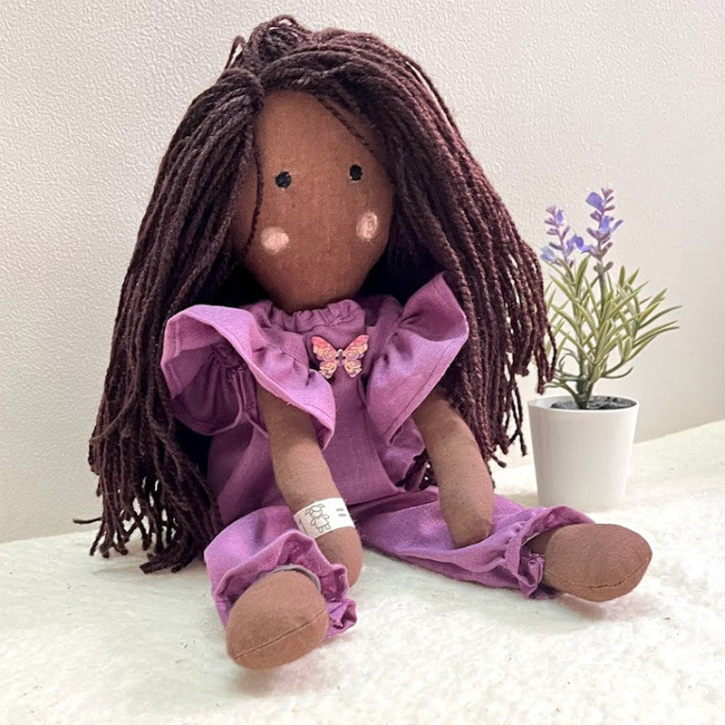 Cotton Rag Doll for Kids | Soft Toy | Brown & Purple