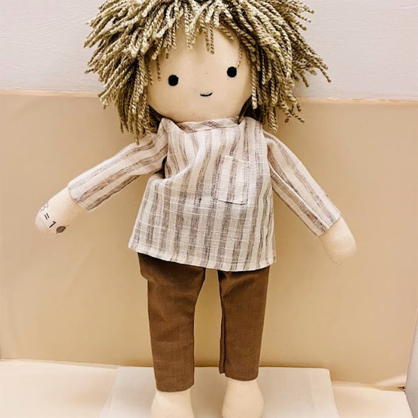 Cotton Rag Doll | Soft Toy Doll | Grey & Brown | 17 inches