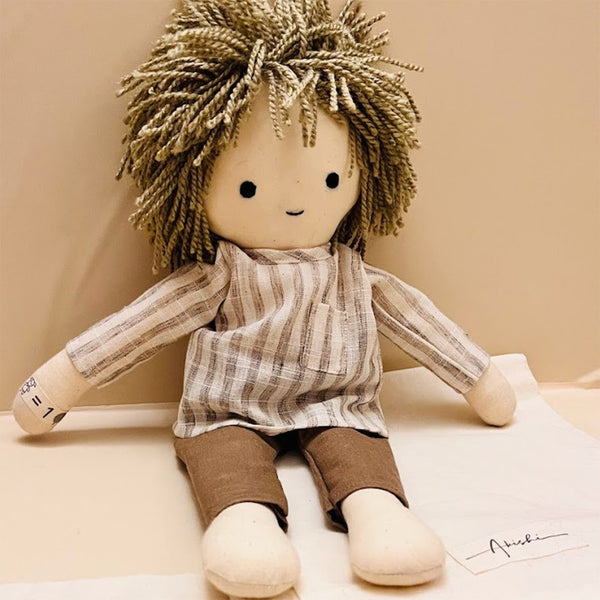 Cotton Rag Doll | Soft Toy Doll | Grey & Brown | 17 inches