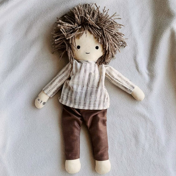 Cotton Rag Doll | Soft Toy Doll | Grey & Brown | 17 inches