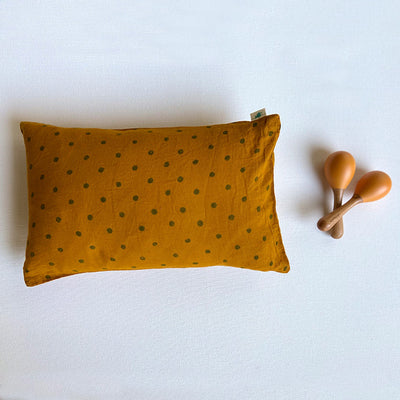 Organic Cotton Seed Pillow & Maracas Set for Baby | Mustard