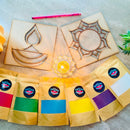 Rangoli Kit for Kids | 6 Colours with Diya Stencils | Set of 9