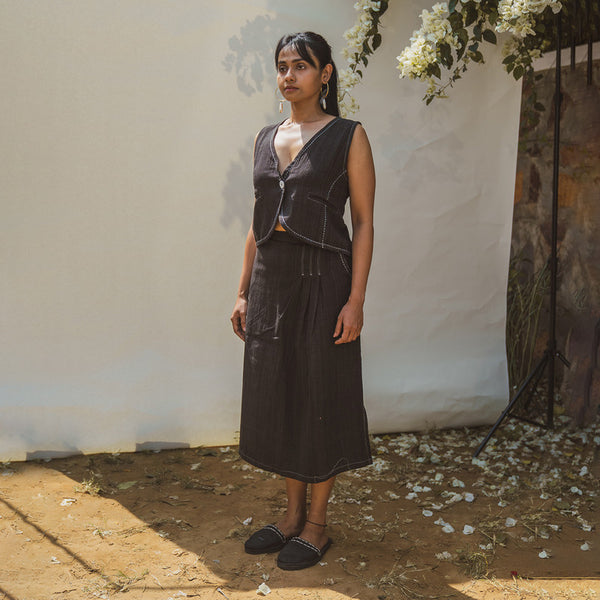 Women Skirt | Kala Cotton Long Skirt | Black