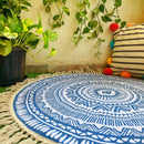 Cotton Meditation Mat | Boho Rug | Blue.