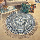 Cotton Meditation Mat | Boho Rug | Blue.