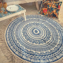 Cotton Meditation Mat | Boho Rug | Blue.