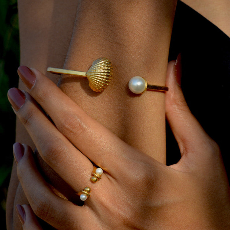 Rings for Women | Real Shell Pearl | 24K Gold Plated