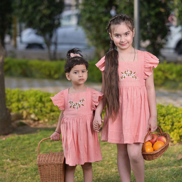 Birthday Dress | Linen Dress for Kids | Pink