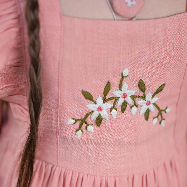 Birthday Dress | Linen Dress for Kids | Pink