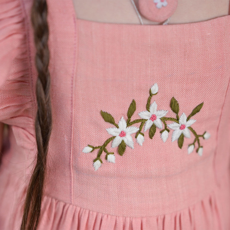 Birthday Dress | Linen Dress for Kids | Pink