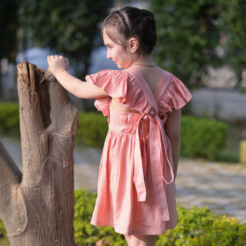 Birthday Dress | Linen Dress for Kids | Pink