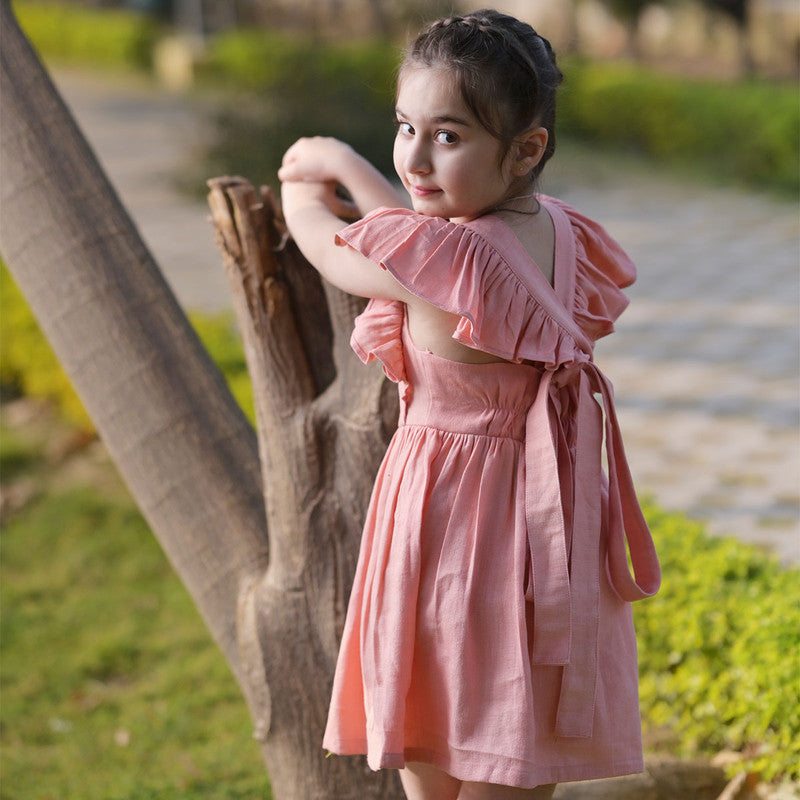 Birthday Dress | Linen Dress for Kids | Pink