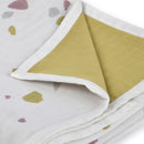 Organic Cotton Muslin Baby Blanket | Reversible | White & Yellow | 100 x 114 cm