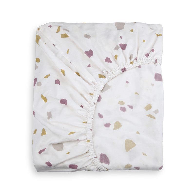 Fitted Sheet for Baby Crib | Organic Cotton & Natural Dyes | Printed | White