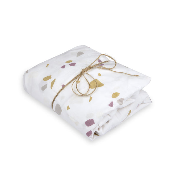 Fitted Sheet for Baby Crib | Organic Cotton & Natural Dyes | Printed | White