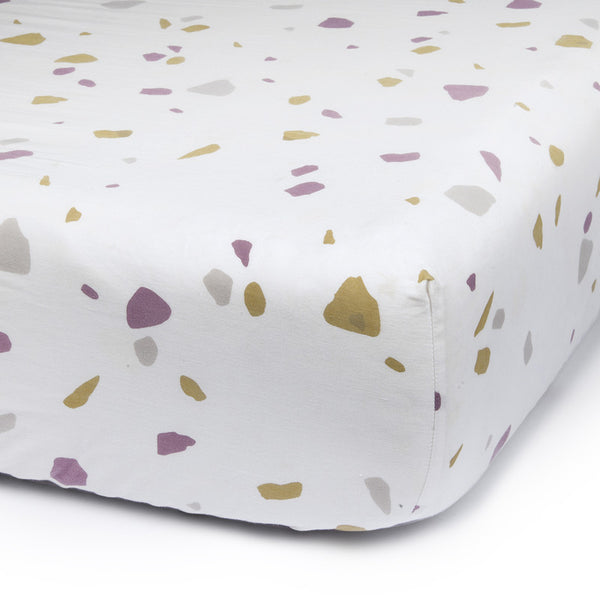 Fitted Sheet for Baby Crib | Organic Cotton & Natural Dyes | Printed | White