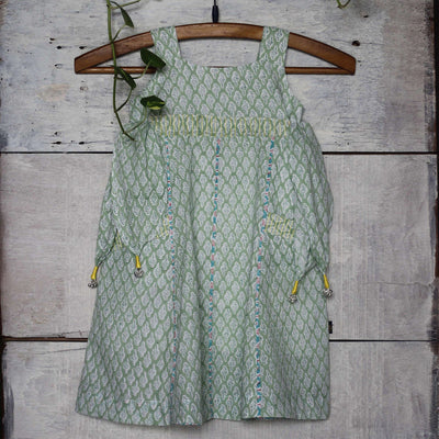 100% Cotton Maxi Dress for Girls | Green