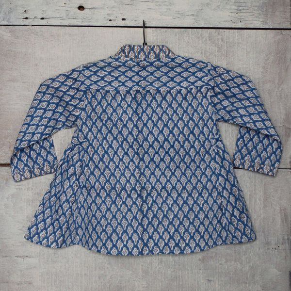 Cotton Block Printed Tunic for Girls | Blue