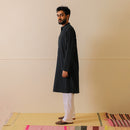 Pure Cotton Kurta | Embroidered | Navy