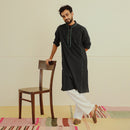 Pure Cotton Kurta | Embroidered | Navy