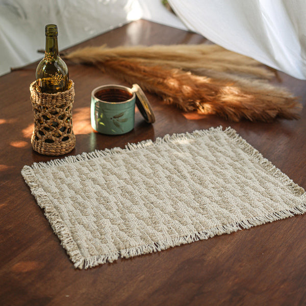 Cotton Table Mats | Placemats | Beige & White