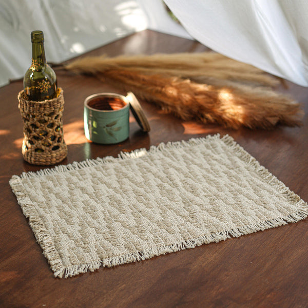 Cotton Table Mats | Placemats | Beige & White