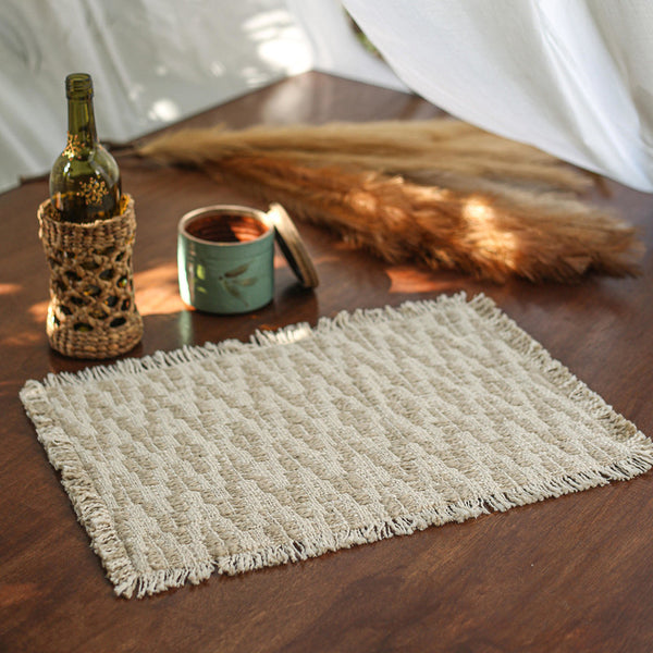 Cotton Table Mats | Placemats | Beige & White